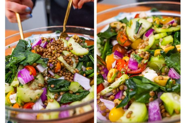 Ensalada de lentejas con espinaca, receta deliciosa y saludable