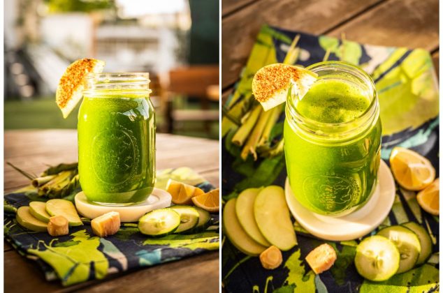 Jugo verde con zacate de limón, una bebida saludable y deliciosa