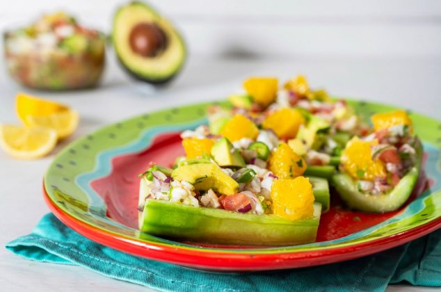 Ceviche de camarón en pepino, en solo 4 pasos
