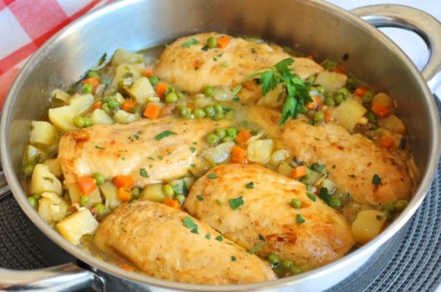 Pollo a la cerveza con verduras, receta casera y deliciosa