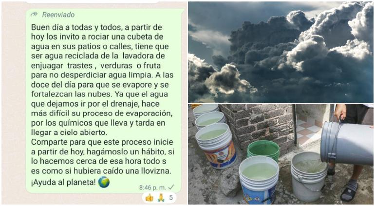 tirar agua en el patio para las nubes 