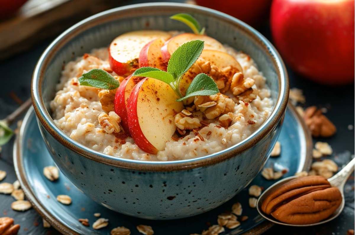 Avena con manzana y canela caliente