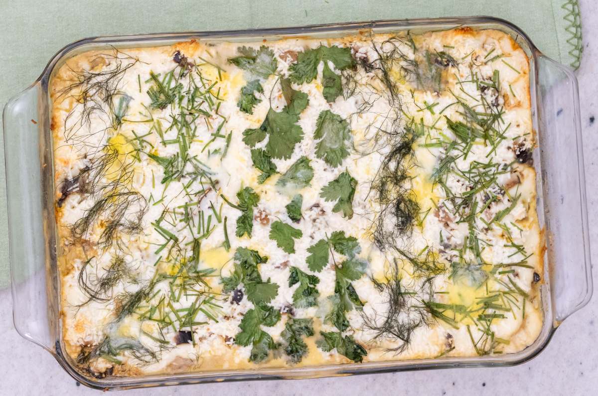 Lasaña blanca con hongos ¡Cena saludable para compartir!