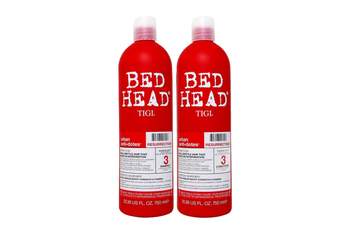 Resurrection Shampoo de Tigi Bed Head: Nutre, hidrata, suaviza y revitaliza el cabello seco, quebradizo y dañado. Su fórmula hidratante patentada ofrece una limpieza profunda sin eliminar los nutrientes.