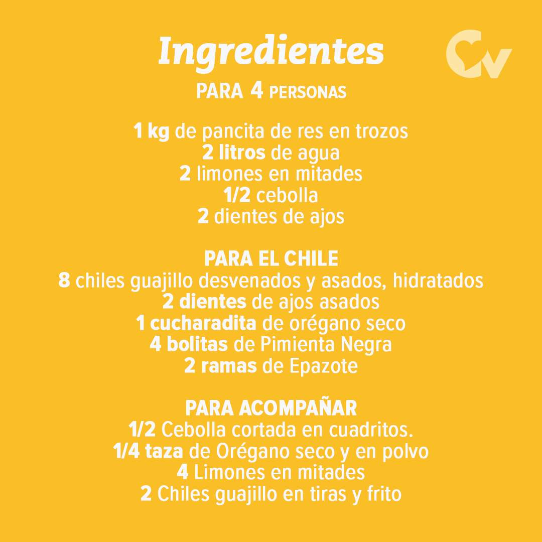 Ingredientes Pancita de res