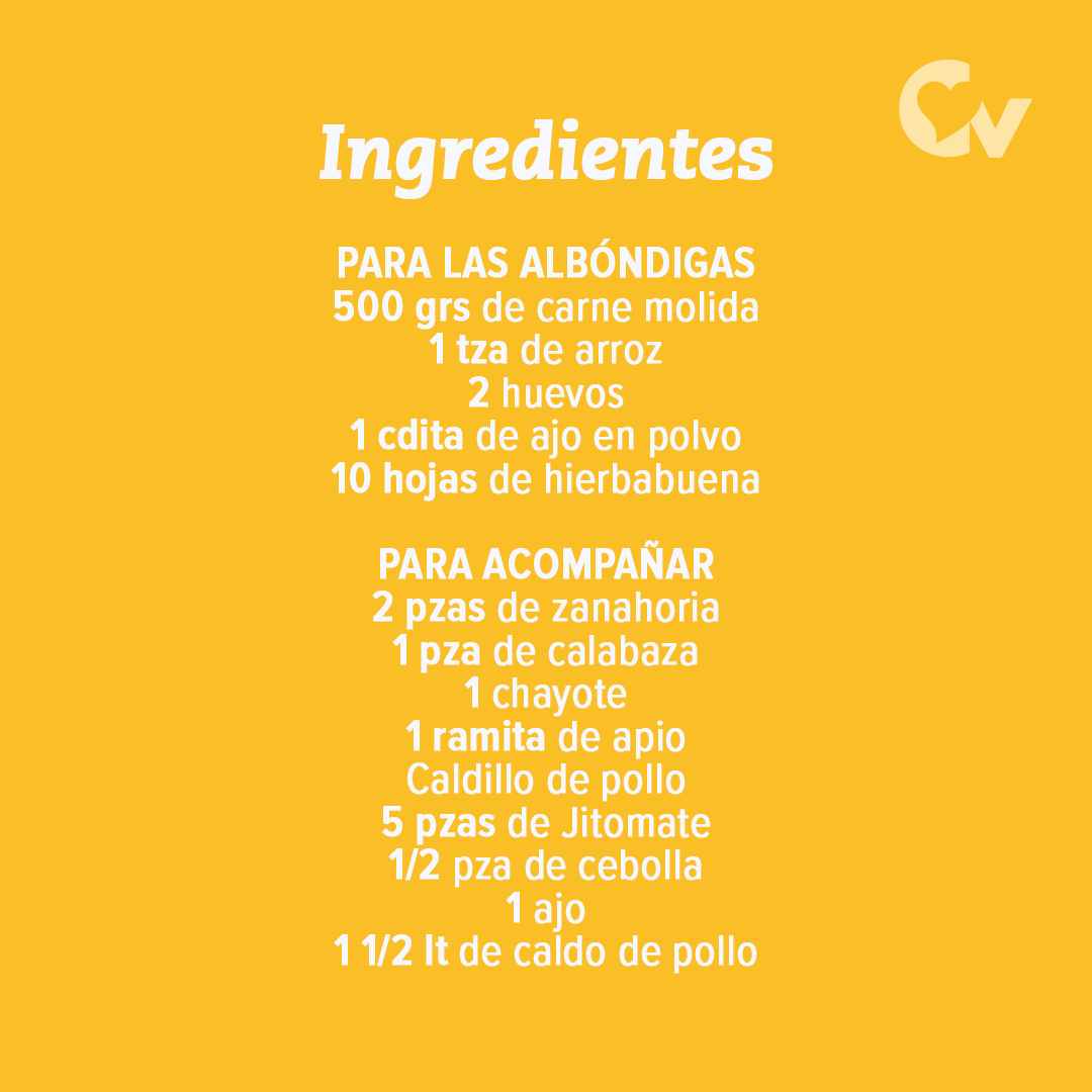 Ingredientes Sopa de albóndigas