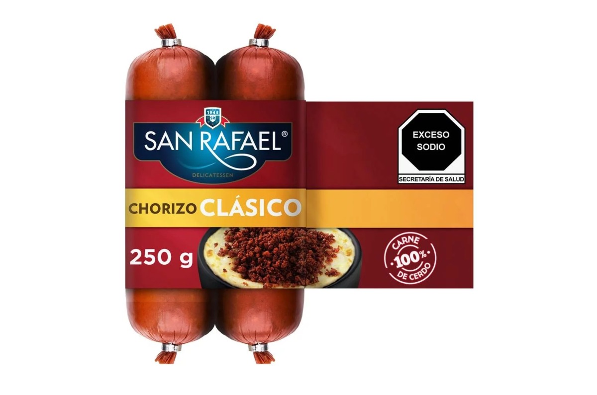San Rafael/ Chorizo de cerdo: tiene solo 285 kcal y 23.5 g de grasa, a diferencia de otros productos que tienen hasta 37.4 gramos.