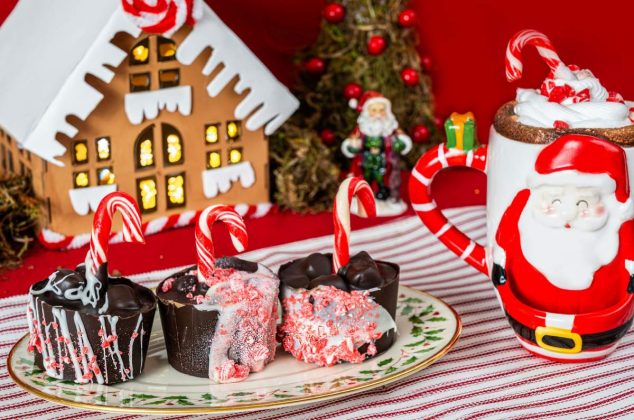 Navidad en cada sorbo: Bombas de bastón y chocolate para derretir en leche