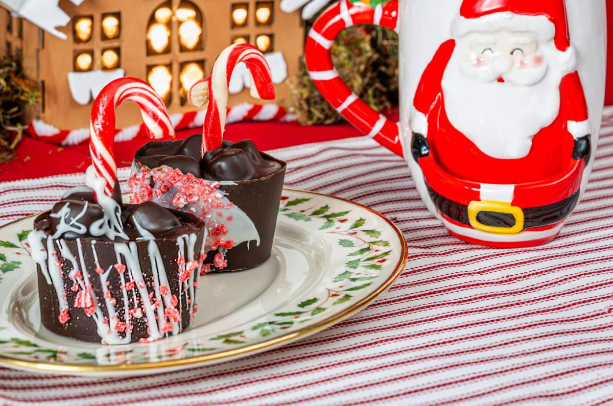 Bombas de chocolate navideñas