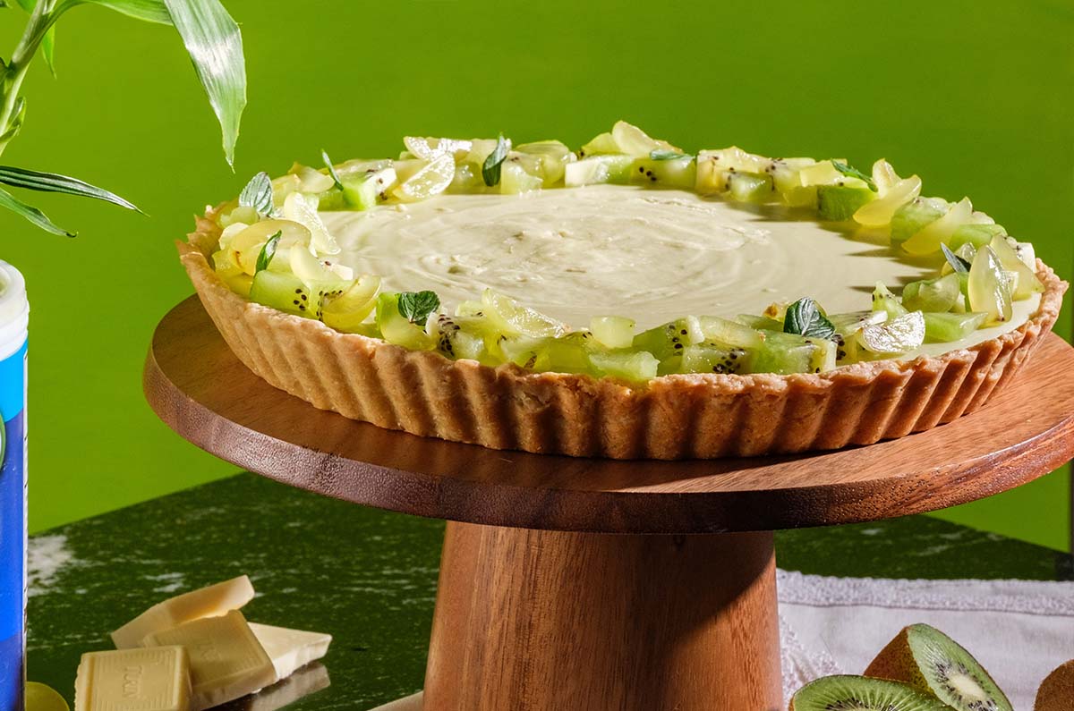 Tarta de matcha con chocolte blanco