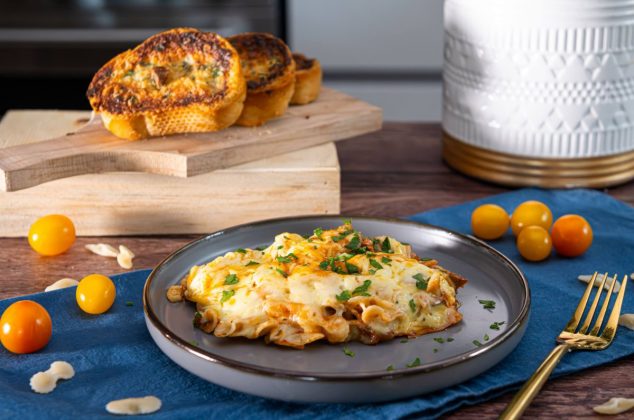 Receta de lasaña de moñito con queso 