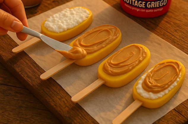 Receta de paletas de mango con cottage griego cubiertas de chocolate