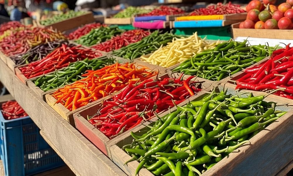 Chiles mexicanos frescos y secos