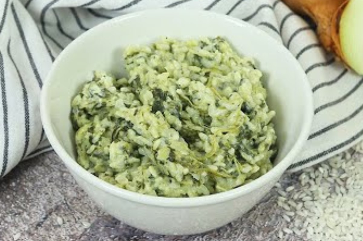 arroz cremoso con espinaca