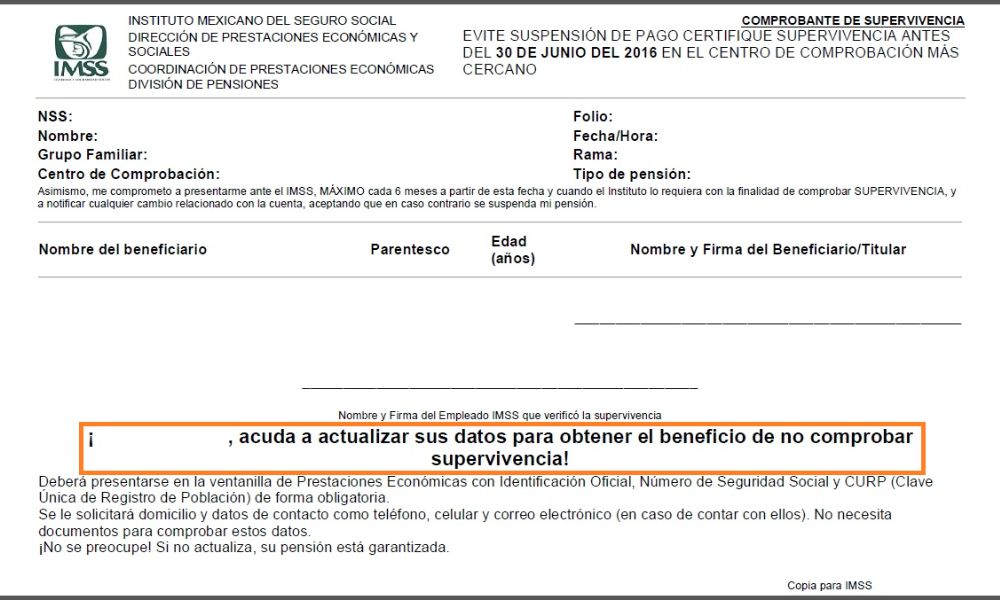 Certificado de Supervivencia IMSS