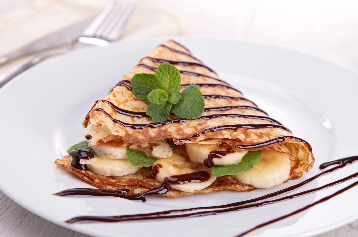 Crepas con nutella, plátano y nuez
