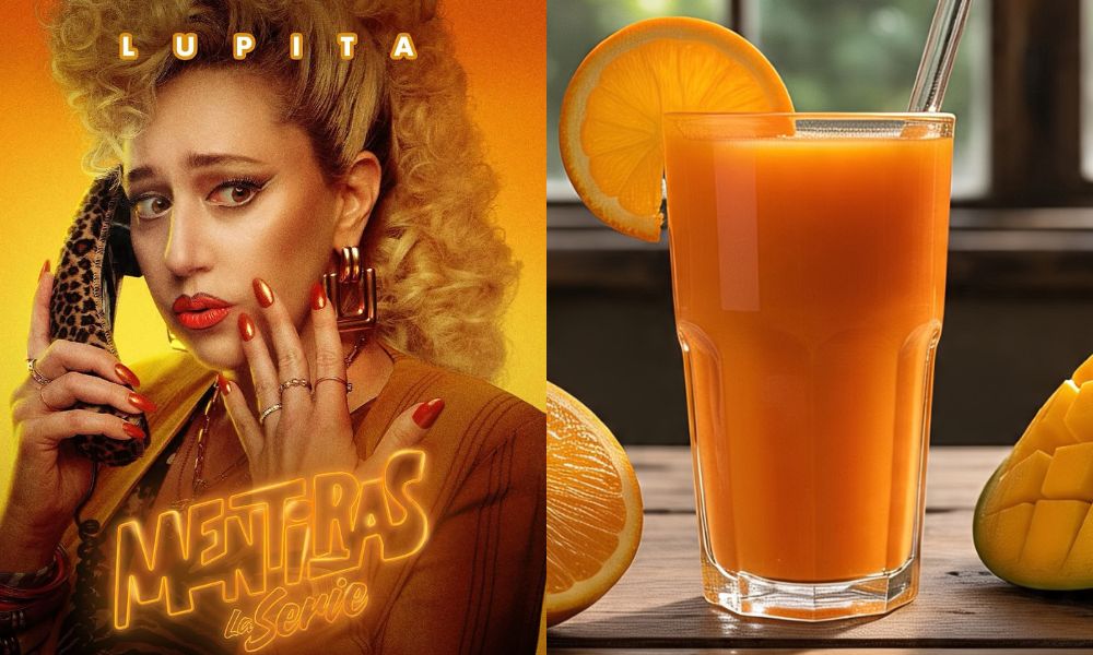 Mariana Treviño como Lupita, bebida naranja