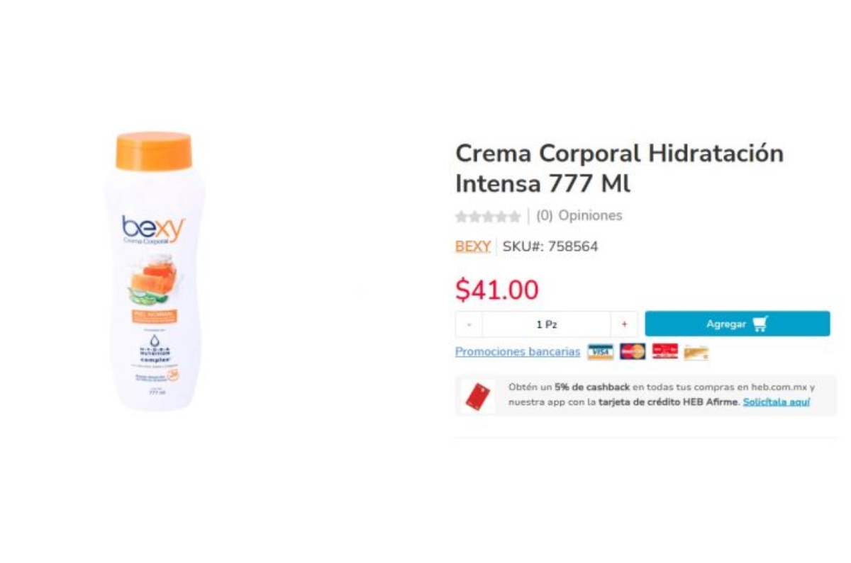 La crema Bexy está a la venta en tiendas H-E-B, que cuenta con el respaldo de Profeco por ofrecer un producto de calidad a precio accesible. Foto: Archivo