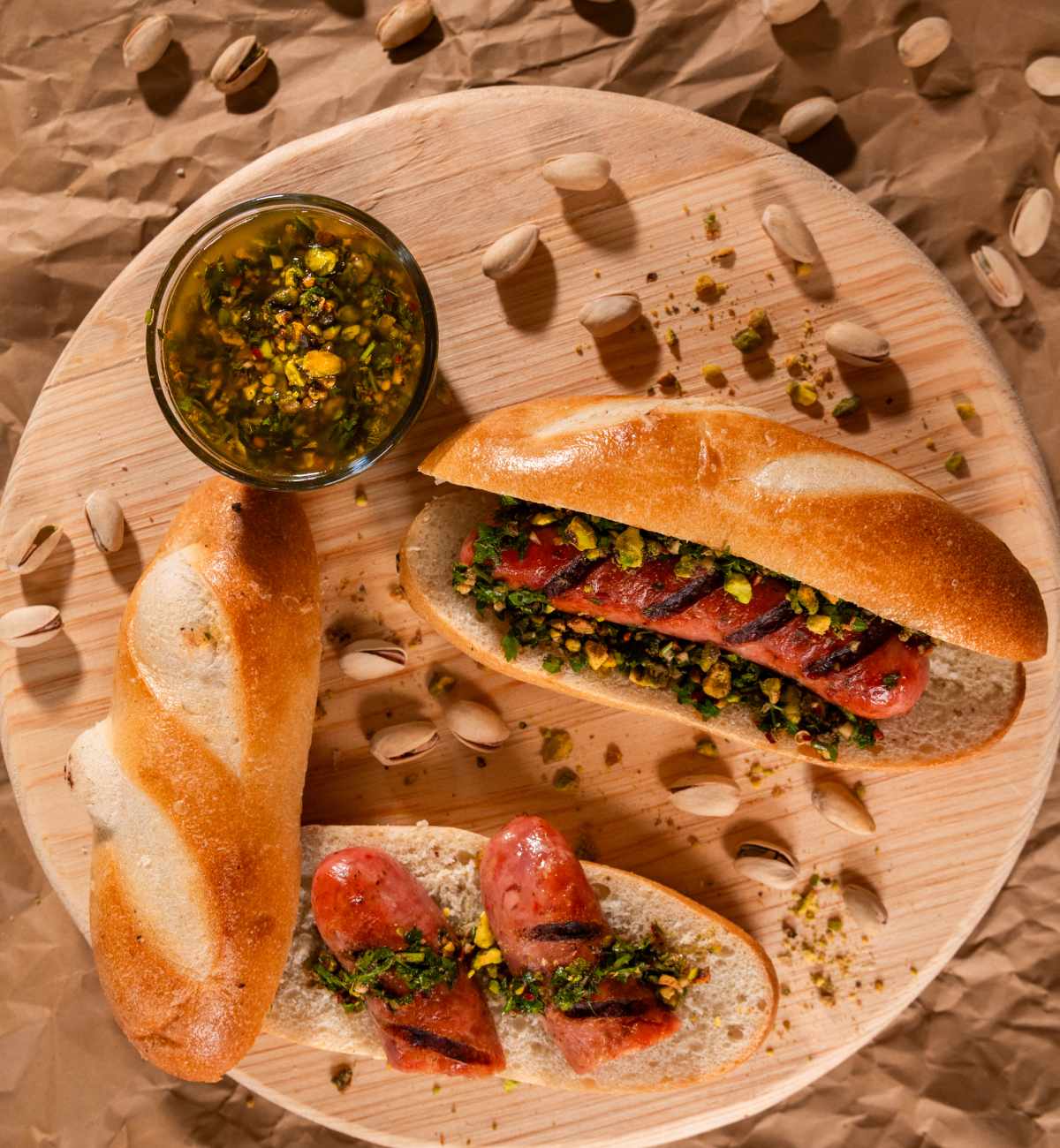 Choripán con chimichurri de pistache, ¡para celebrar a papá!