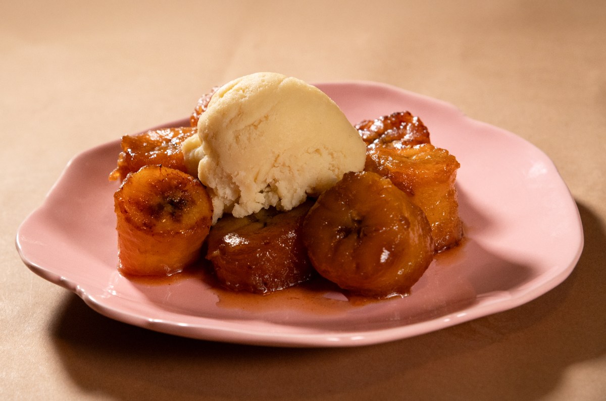 Receta de dulce de plátano con helado