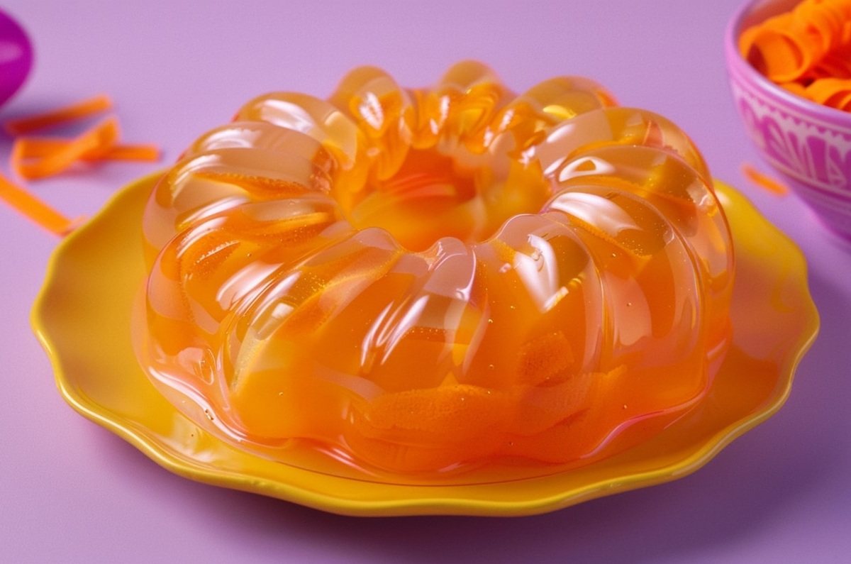 Gelatina de zanahoria y piña en almíbar