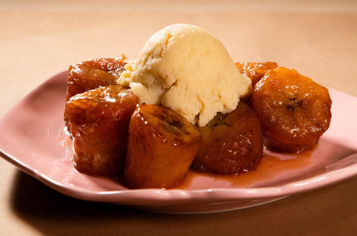 Receta de dulce de plátano con helado