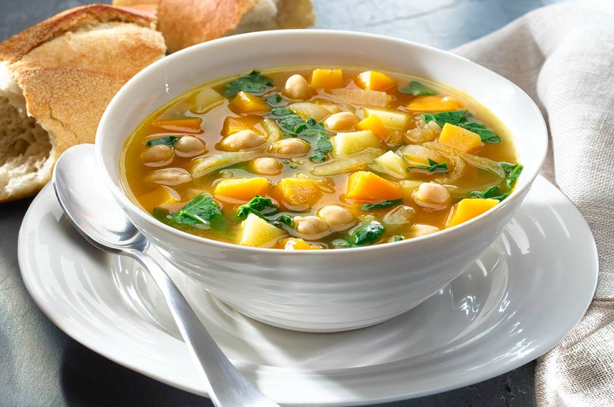 Sopa de papa con espinacas