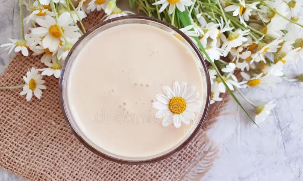 Té de manzanilla con leche para dormir