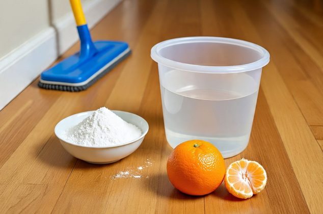 Limpié el piso de mi casa con bicarbonato y jugo de mandarina mezclados en agua y el resultado me sorprendió
