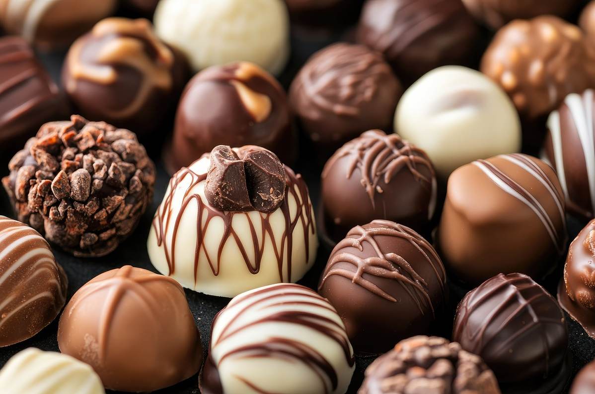 Bombones de chocolate y nuez