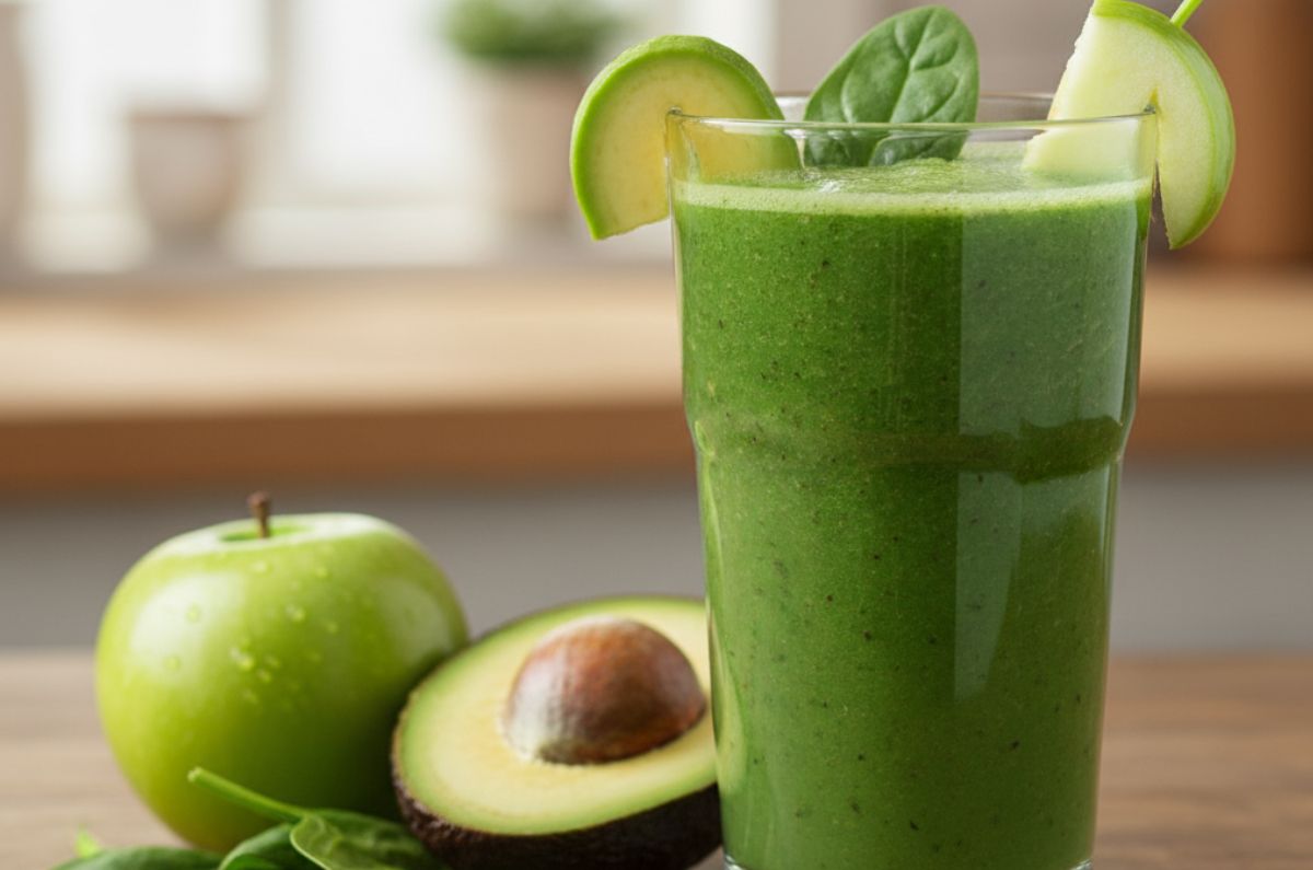 Jugo de manzana con aguacate