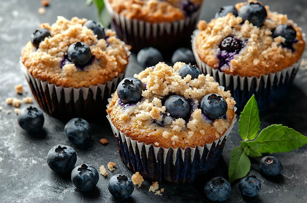 Mugcake de avena y blueberries