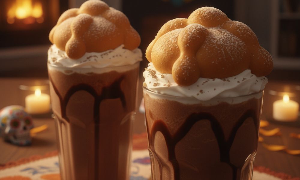 Receta de frappé de chocolate con pan de muerto