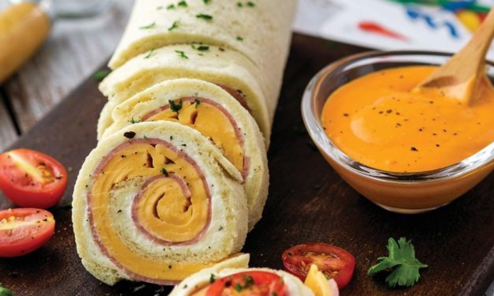 Receta de rollitos de jamón, queso y pimiento morrón