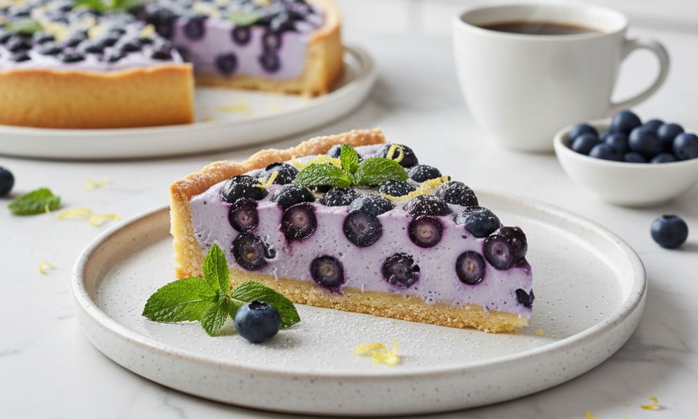 Receta de tarta de yogur griego con arándanos