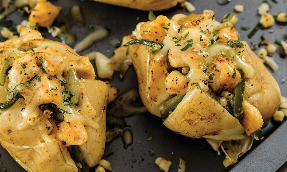 Receta papas rellenas de pollo con rajas y elote