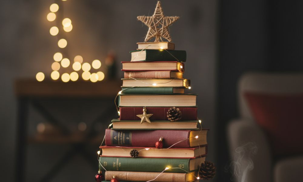 Árbol de Navidad con libros: