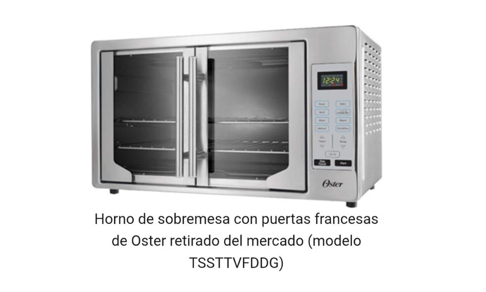 Horno de sobremesa Oster retirado del mercado - modelo TSSTTVFDDG