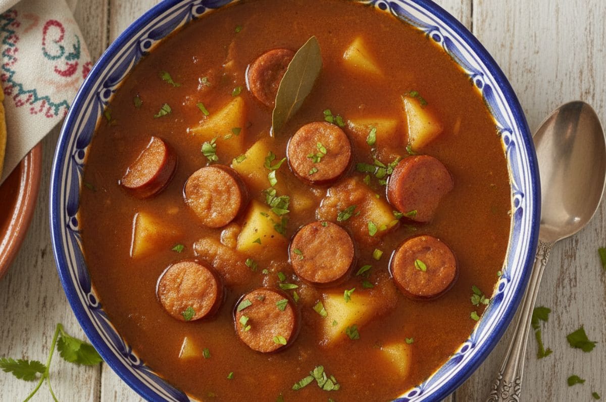 Receta de caldo de papa con salchicha