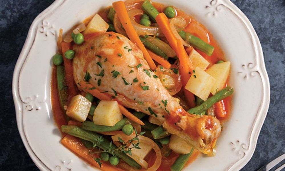 Receta de pollo a la jardinera con frijoles negros