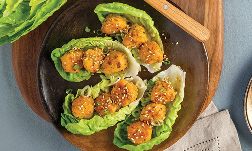 Receta de tacos de lechuga baby rellenos de pollo