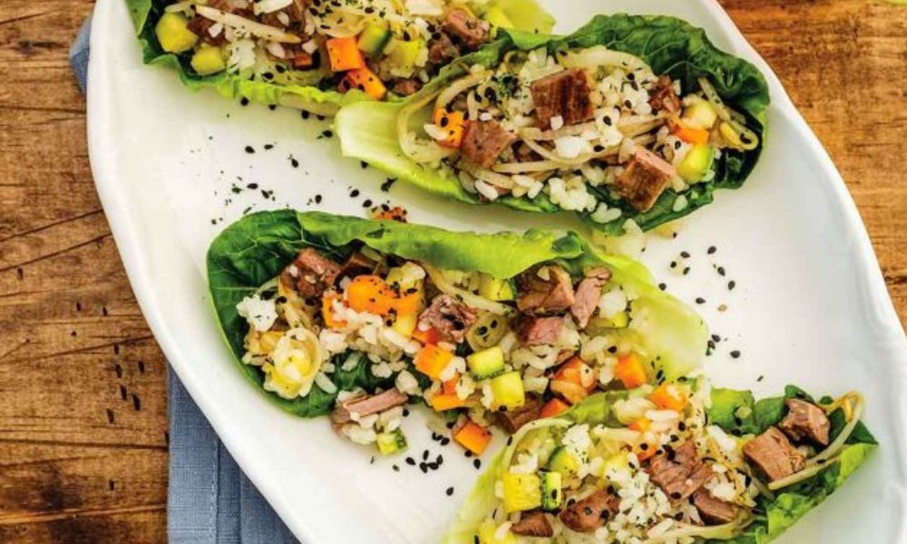 Receta de tacos de lechuga con arroz frito