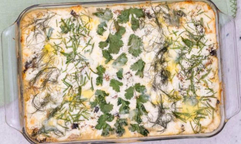 Receta lasaña blanca con hongos