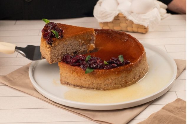Flan napolitano de arándanos
