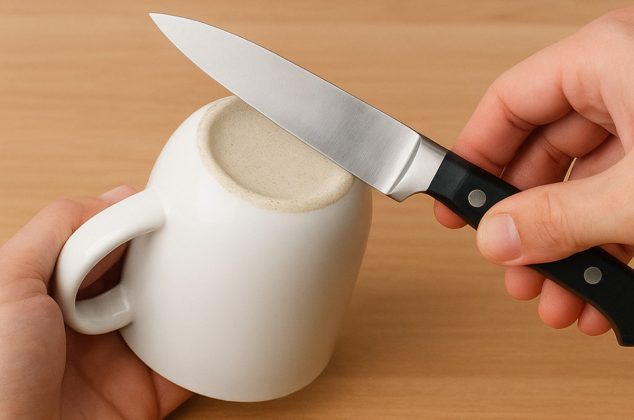 Cómo afilar un cuchillo en casa: trucos fáciles (incluyendo el famoso de la taza)
