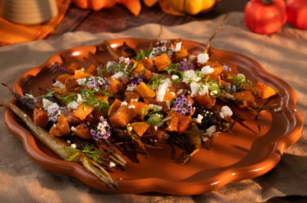 Camote y zanahorias rostizadas