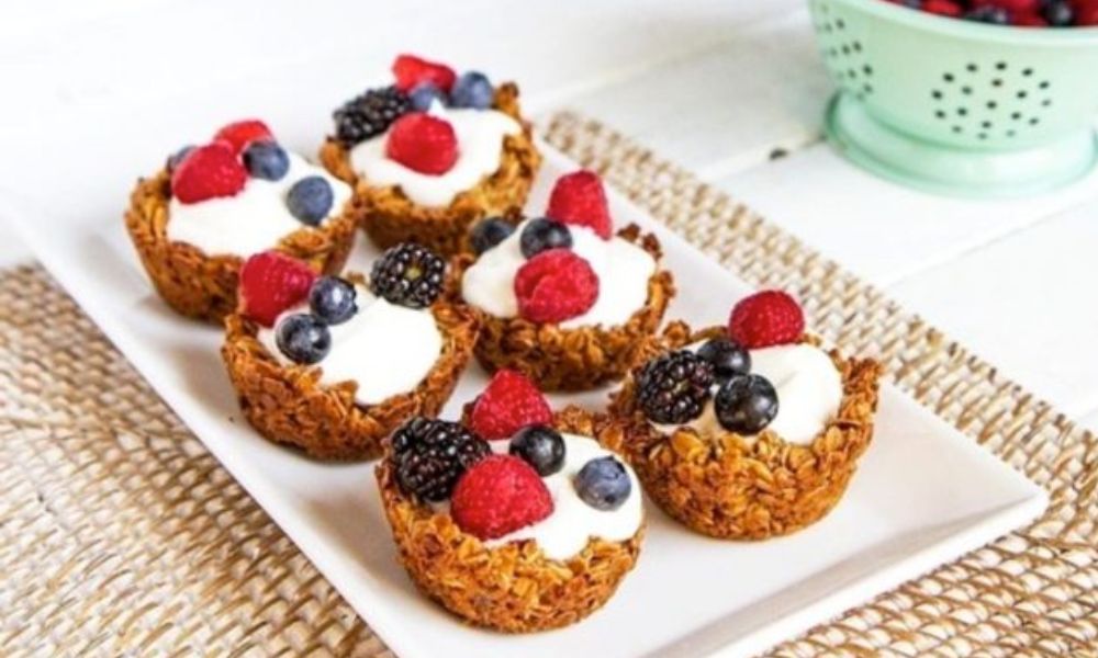 Receta de canastas de avena con yogurt