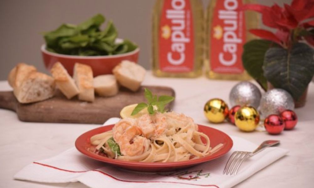 Receta de fetuccini con camarones