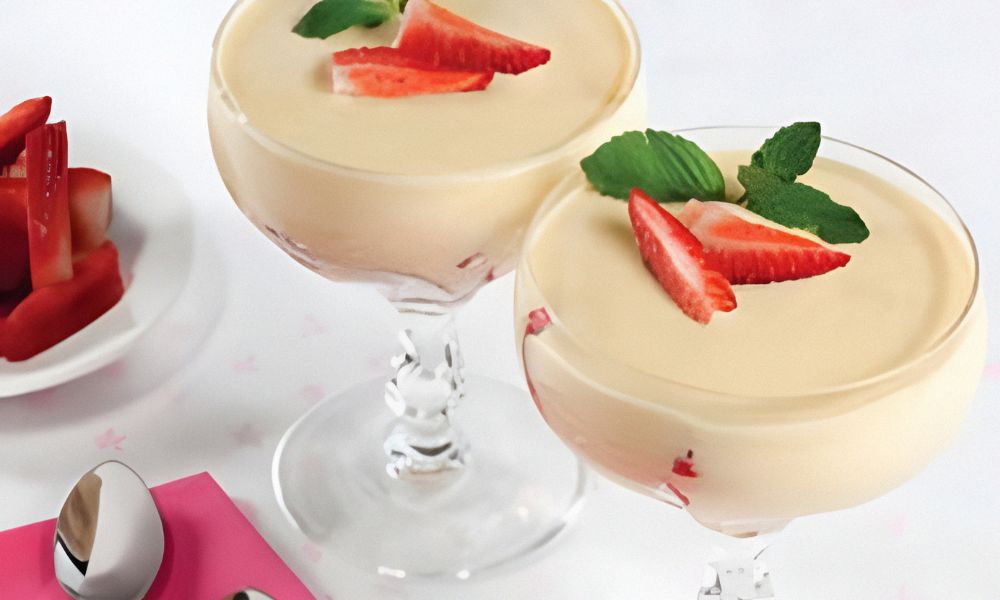 Receta de natilla de vainilla y menta con fresas