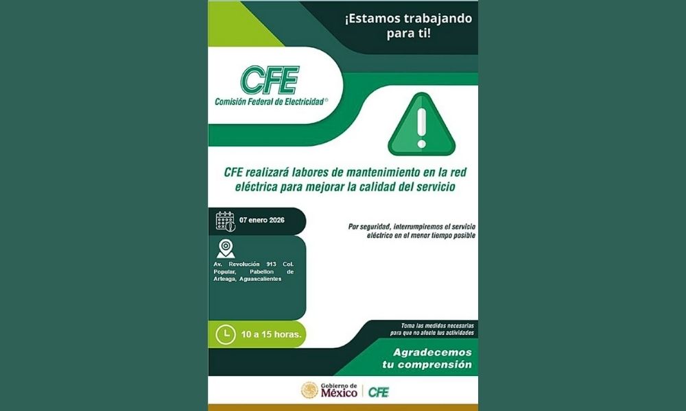 CFE corte eléctrico miércoles 7 de enero